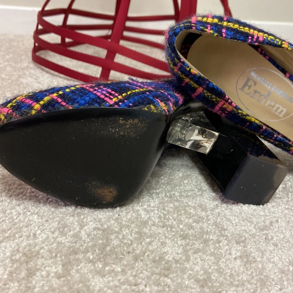 Erdem x Nicholas Kirkwood plaid shoes with funky lucite heel size 37.5 - Picture 7 of 10